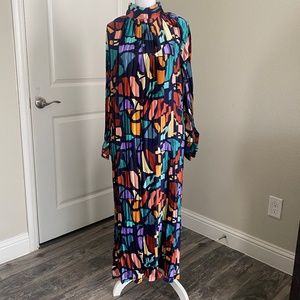 High collar long sleeve maxi dress